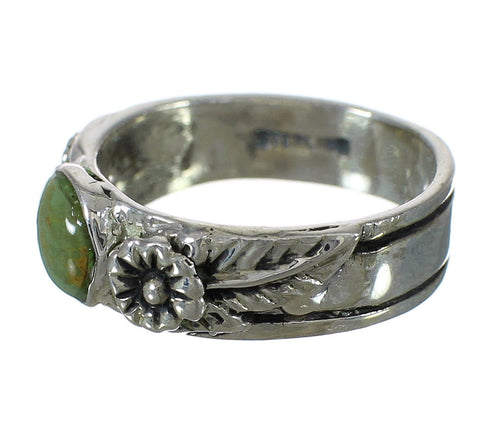 Southwest Authentic Sterling Silver Turquoise Flower Ring Size 8-1/4 YX91627